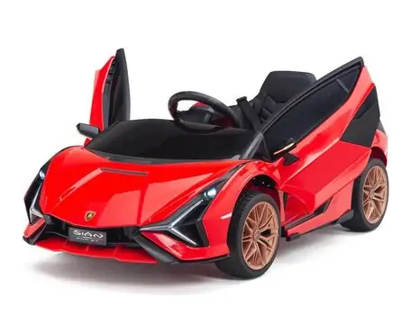 KikkaBoo Officially Licensed Lamborgini Sian Red - ელექტრო მანქანა კაუჩუკის საბურავებით და ტყავის სავარძლით, 2 image