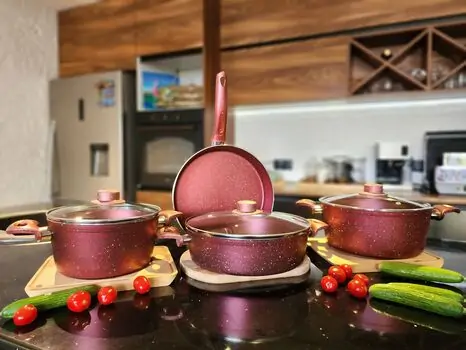 Granite Cooking Set Red  გრანიტის ქვაბების კომპლექტი