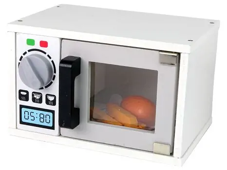 Wooden Toy Microwave Oven  - სათამაშო ხის მიკროტალღური ღუმელი აქსესუარებით, 4 image