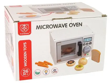 Wooden Toy Microwave Oven  - სათამაშო ხის მიკროტალღური ღუმელი აქსესუარებით, 7 image