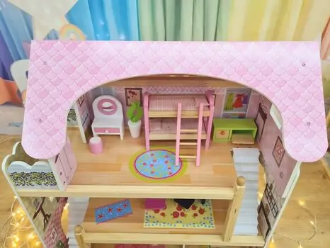Moni Toys 4110 Wooden doll house Mila საბავშვო ხის სათამაშო თოჯინის სახლი, 3 image