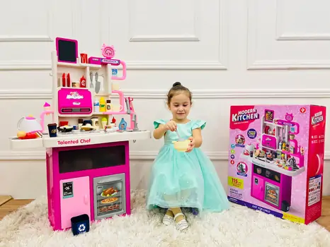 Modern Kitchen Set With Accessories Pink - ფუნქციური სათამაშო სამზარეულო, 4 image