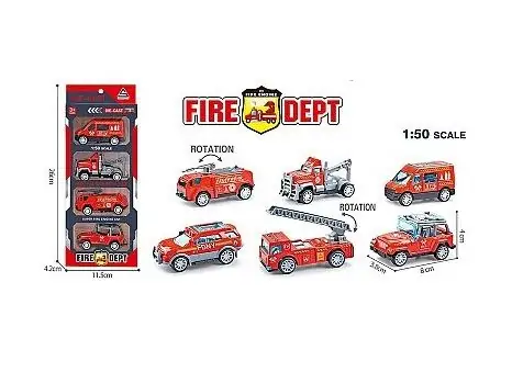 Fire Department Diecast Car Set - სათამაშო მექანიკური მანქანები, 2 image