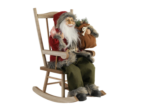 Santa With Brown Rocking Chair Christmas Decoration - საახალწლო დეკორაცია სანტა სარწეველა სკამით, 2 image