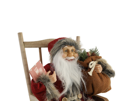 Santa With Brown Rocking Chair Christmas Decoration - საახალწლო დეკორაცია სანტა სარწეველა სკამით, 3 image