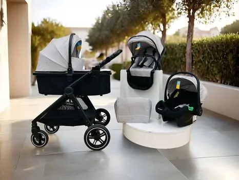 KikkaBoo Ava 3in1 Grey - საბავშვო ეტლის კომპლექტი, 2 image