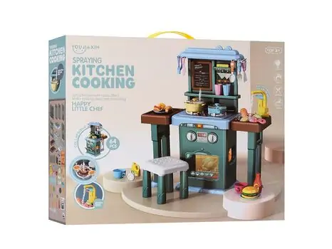 Spraying Kitchen Cooking Set Blue - ფუნქციური სათამაშო სამზარეულო აქსესუარებით, 10 image