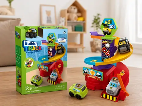 Builder Truck Set With Accessories - სათამაშო ტრასა აქსესუარებით