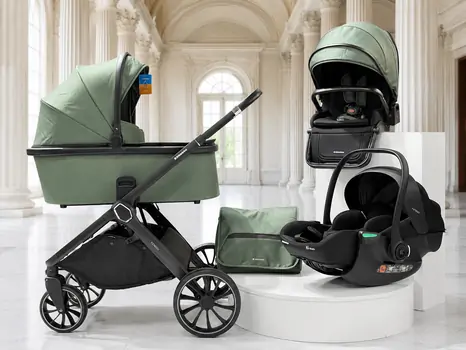 KikkaBoo Tiffany 4in1 Army Green With Extendable Car Seat საბავშვო ეტლის კომპლექტი, 2 image