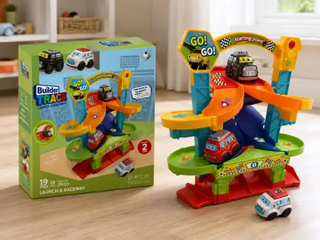 Builder Truck Set With Accessories - სათამაშო ტრასა აქსესუარებით
