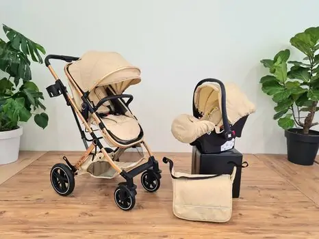 KikkaBoo Alba Beige 3in1 საბავშვო ეტლის კომპლექტი, 2 image