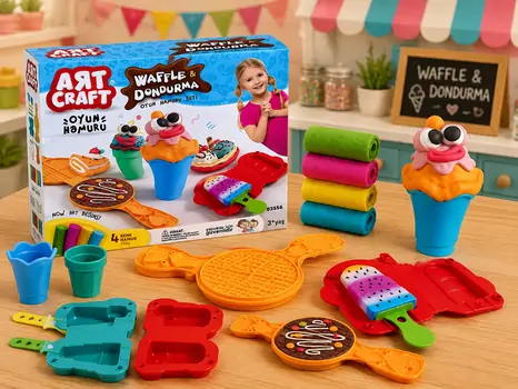 Dede 03556 ART CRAFT WAFFLES&ICE CREAM DOUGH SET 200 GR საბავშვო პლასტელინების ნაკრები