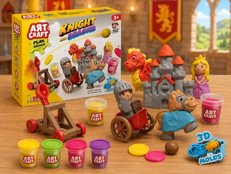 Dede Art Craft Knight And Dragon Dough Set - საბავშვო პლასტელინის ნაკრები