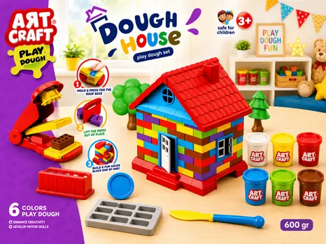 Dede ART CRAFT DOUGH HOUSE MODELING PLAY DOUGH SET საბავშვო პლასტელინების ნაკრები 03676
