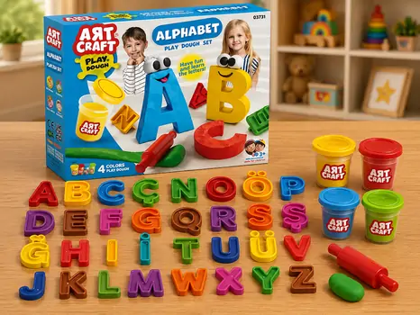 Dede Alphabet Dough Set 03731  საბავშვო პლასტელინების ნაკრები