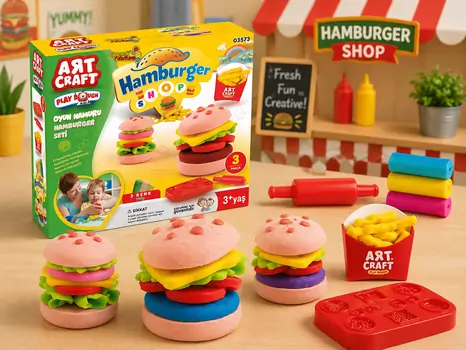Dede 03573 ART CRAFT HAMBURGER PLAY DOUGH SET 150 GR საბავშვო პლასტელინების ნაკრები