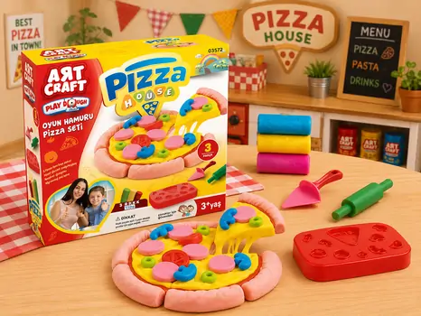 Dede 03572 ART CRAFT PIZZA PLAY DOUGH SET 150 GR საბავშვო პლასტელინების ნაკრები