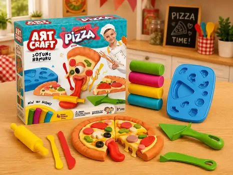 Dede 03555 ART CRAFT PIZZA DOUGH SET 200 GR საბავშვო პლასტელინების ნაკრები