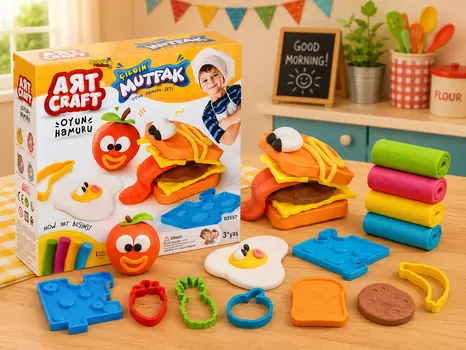 Dede 03557 ART CRAFT KITCHEN DOUGH SET 200 GR საბავშვო პლასტელინების ნაკრები