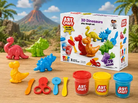Art Craft 3D Dinosaurs Play Dough Set 03995 - პლასტელინის ნაკრები