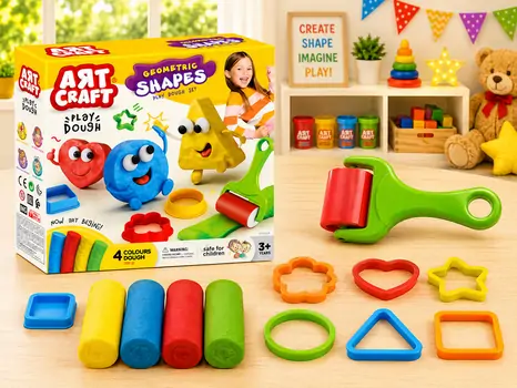 Dede ART CRAFT GEOMETRIC SHAPES DOUGH SET 200 GR საბავშვო პლასტელინების ნაკრები 03682