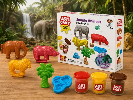 Art Craft Jungle Animals Play Dough Set 03997 - პლასტელინის ნაკრები