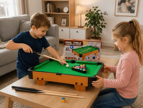 Wooden Gaming Pool Table With 2 Cues - სათამაშო ხის ბილიარდი