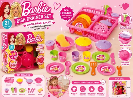 Dede 01753 BARBIE DISH RACK SET სათამაშო სამზარეულოს აქსესუარები