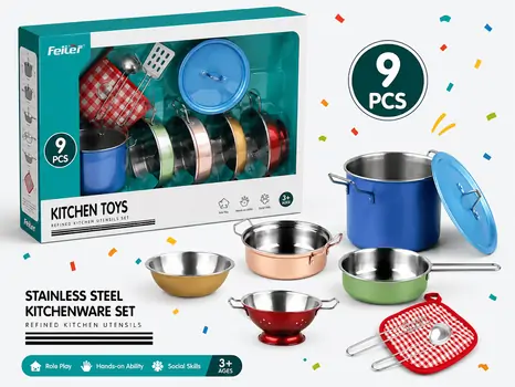 Stainless Steel Cooking Tools Toy Set -  სათამაშო სამზარეულოს აქსესუარები