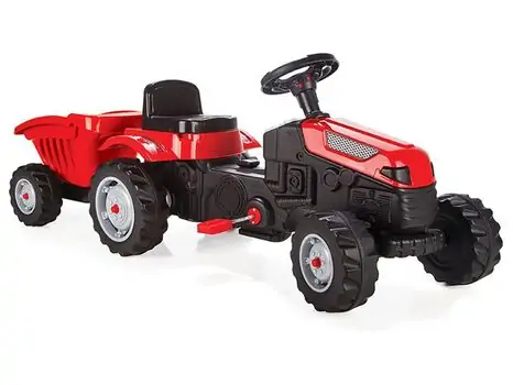 Pilsan-ის საბავშვო ტრაქტორი 07 316 - ACTIVE PEDAL OPERATED TRACTOR WITH TRAILER Red, 2 image