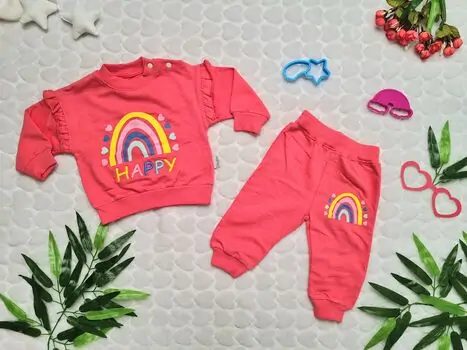 Happy Rainbow Set red  ჩვილის ტანსაცმლის ნაკრები FLAMİNDO 1043