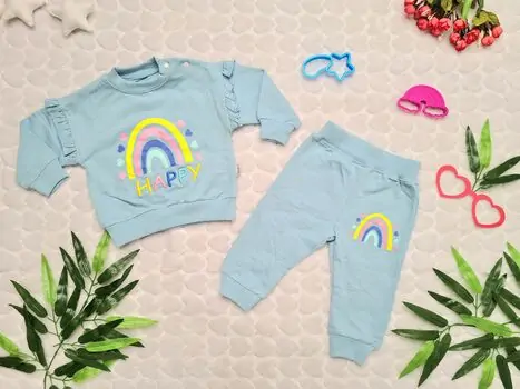 Happy Rainbow Set blue ჩვილის ტანსაცმლის ნაკრები FLAMİNDO 1043