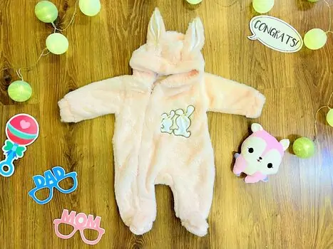 Cute Bunny Romper MURATBABY 7216 Beige ახალშობილის რომპერი