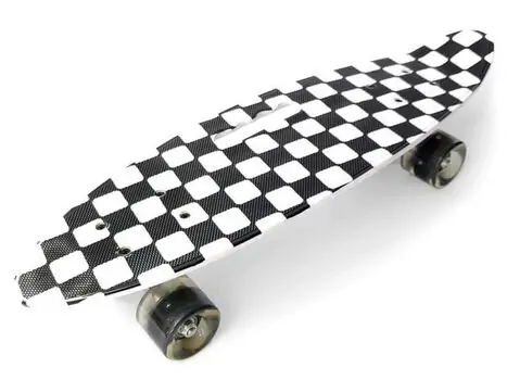 Penny Board Black and white squares With LED Wheels პენიბორდი, 2 image