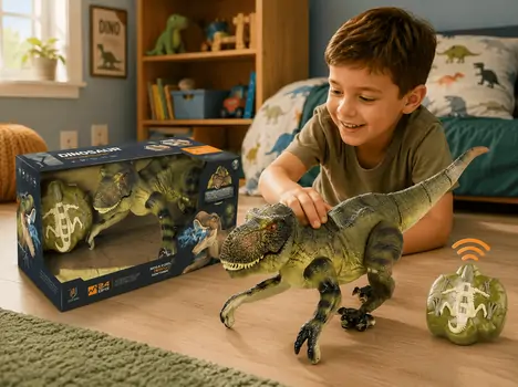 Remote Control Dinosaur With Light And Spray Function - სათამაშო დისტანციური დინოზავრი განათებით და ორთქლის ფუნქციით, 2 image
