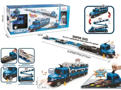 Super Size Blue Truck With Cars - სათამაშო გადამზიდი მანქანა, 2 image