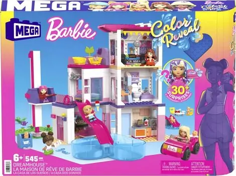 MEGA Barbie Color Reveal Building Toys Dreamhouse HHM01 ბარბის სახლი ფერის ტრანსფორმაციის თოჯინებით, 2 image