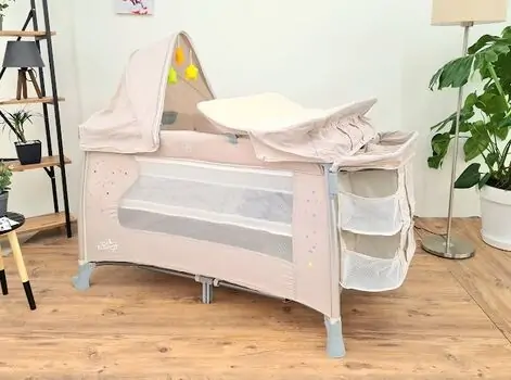 Cangaroo ISLEEP BEIGE ორ დონიანი საწოლ-მანეჟი