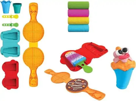 Dede 03556 ART CRAFT WAFFLES&ICE CREAM DOUGH SET 200 GR საბავშვო პლასტელინების ნაკრები, 3 image