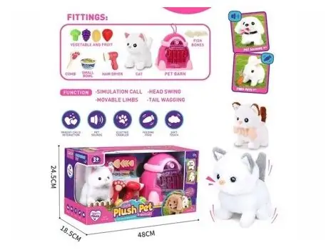 Cute Plush Kitten Toy With nursery Set - რბილი სათამაშო კნუტი აქსესუარებით, 2 image