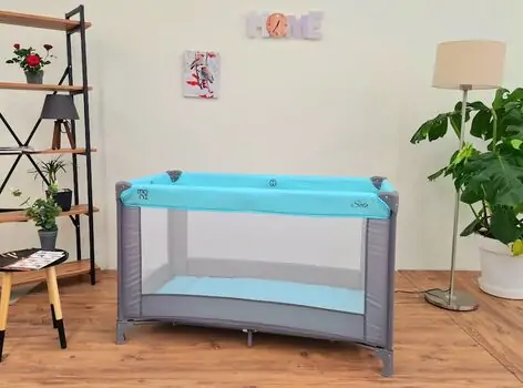 Cangaroo Folding cot Solo Mint საბავშვო ერთ დონიანი საწოლ-მანეჟი, 2 image