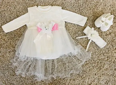 For Little Angel girl white Flower Set ნათლობლის კომპლექტი ახალშობილისთვის 5100