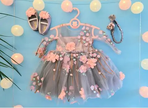 Baby Princes Flower Bloom Dress Quality Kids - საბავშვო კაბა 1093 Grey