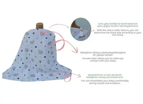 Yuar Baby Nursing Cover Muslin Grey Little საბავშვო წინსაფარი