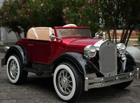 Rolls Royce Vintage Style Car Painted Red - ელექტრო მანქანა, 5 image