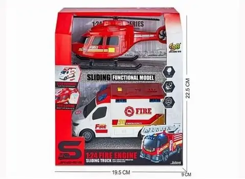 Multifuncion Fire Engin Set With Sound And Light White - სათამაშო სახანძრო მანქანები, 2 image