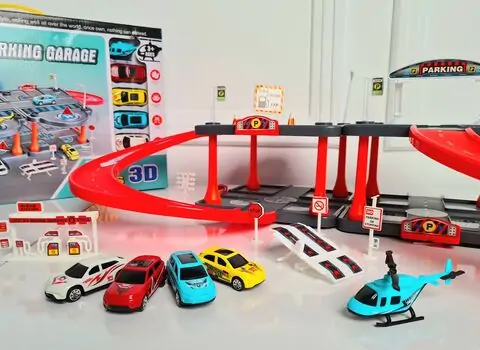 Rail car park Toy For Kids 132 სათამაშო ორსართულიანი პარკინგი, 4 image