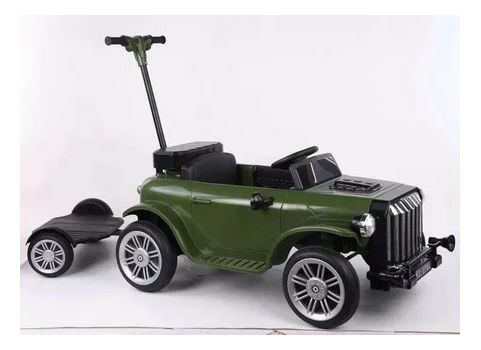Vintage Electric Car Green  - ელექტრო მანქანა კაუჩუკის საბურავებით და ტყავის სავარძლით