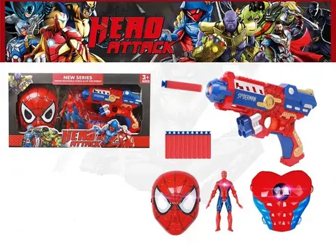 Hero Attack Spider-Man Gun With Figure - სათამაშო თოფი აქსესუარებით