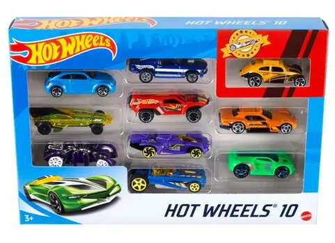 Hot Wheels 10-Car Pack of 1:64 Scale Vehicles for Kids & Collectors - ჰოთ ვილსის საკოლექციო მანქანები